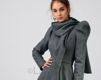 MANTEAU ENVELOPPÉ À Col Écharpe Midi, Vestes D'hiver Pour Femmes, Manteau En Laine | Béatrice 3