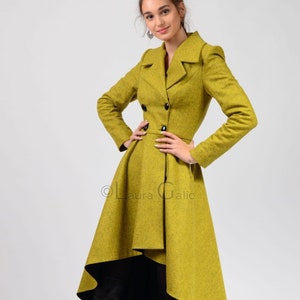 Wrap Classic Collar Coat, Midi Asymmetrical Winter Jacket, for Ladies ...