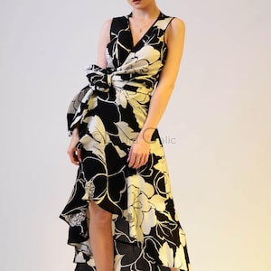 Long dress with straps, floral dress, summer dress, wrap dress, linen dress | Chiara 3 Dress