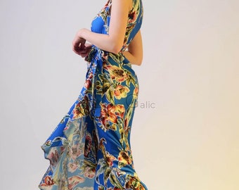 Long dress with straps, floral dress, summer dress, wrap dress, linen dress | Chiara 2 Dress