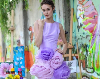 Gina dress with roses, Made To Order Dress, Prom Dress, Evening Dress, Formal Dress