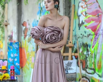 Diedra 2 empire dress with roses, Made To Order Dress, Prom Dress, Evening Dress, Formal Dress