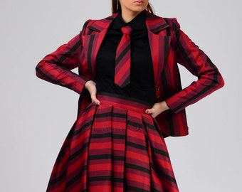 4 Piece Suit Ava, Tie included, Office Women Suit With ample Skirt, Single Breasted Blazer Jacket | Ava