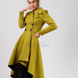 Abrigo de cuello clásico cruzado, chaqueta de invierno asimétrica midi, para mujer / Lavinia 2