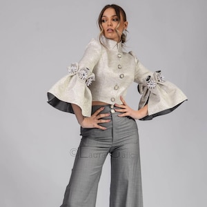 Pants suit for women with baggy long pants, single-breasted jacket suit, pants suit, business suit, Federica 1