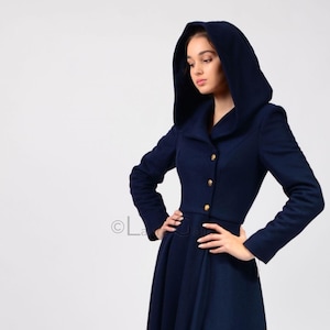 Ladies Jacket, Asymmetrical Coat, Hooded Long Coat, Women's Wear, Made To Order | Miranda 2