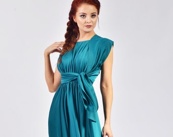 Long Pleated Dress, Maxi Sleeveless Belt Gown | Agnes 2