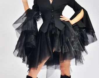 Organza Bell Sleeve Jacket, Haute Couture Blazer
