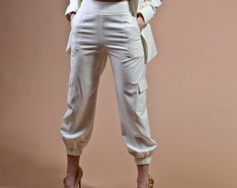 Cargo Pants,  Cargo Trousers With Pockets, High Waisted, For Ladies | Cargo