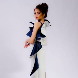One Sleeve Ruffle Maxi Dress, Long One Shoulder Gown | Gloria