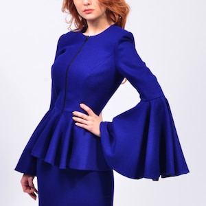 Large Sleeves Blazer, Office Jacket, With Zipper, Women&#39;s Wear, Made To Order | Malena