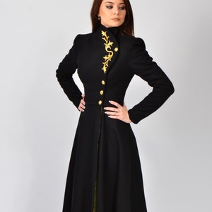 Schwarzer WOLLMANTEL, Langer Mantel Frauen, WINTER Mantel Frauen, Wolle Wickelmantel, Wunderbare Personalisierte Wickeljacke, Einzigartiger Winter Romantischer Mantel