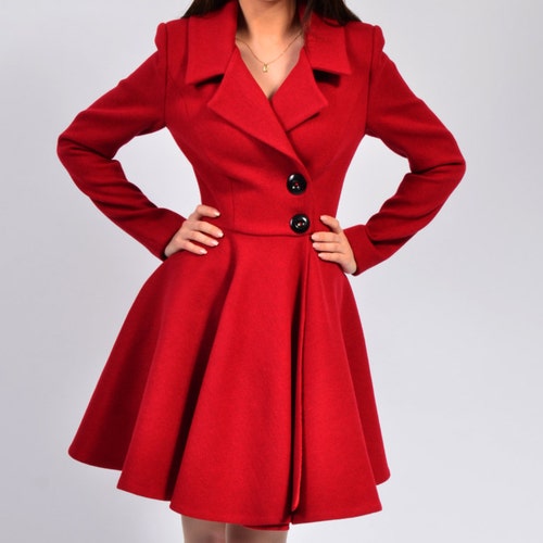 Wrap Midi Dress Coat Winter Pleated 