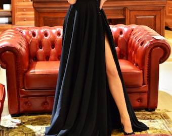High Waisted Black Circle Skirt, Cocktail Swing Skirt