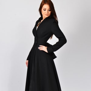 Long Maxi Dress Coat, Winter Pleated Ruffles Jacket For Women | Ligia