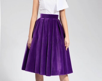 PURPLE Velvet CIRCLE Skirt,  party SKIRT, cocktail skirt, midi skirt,  Marisa