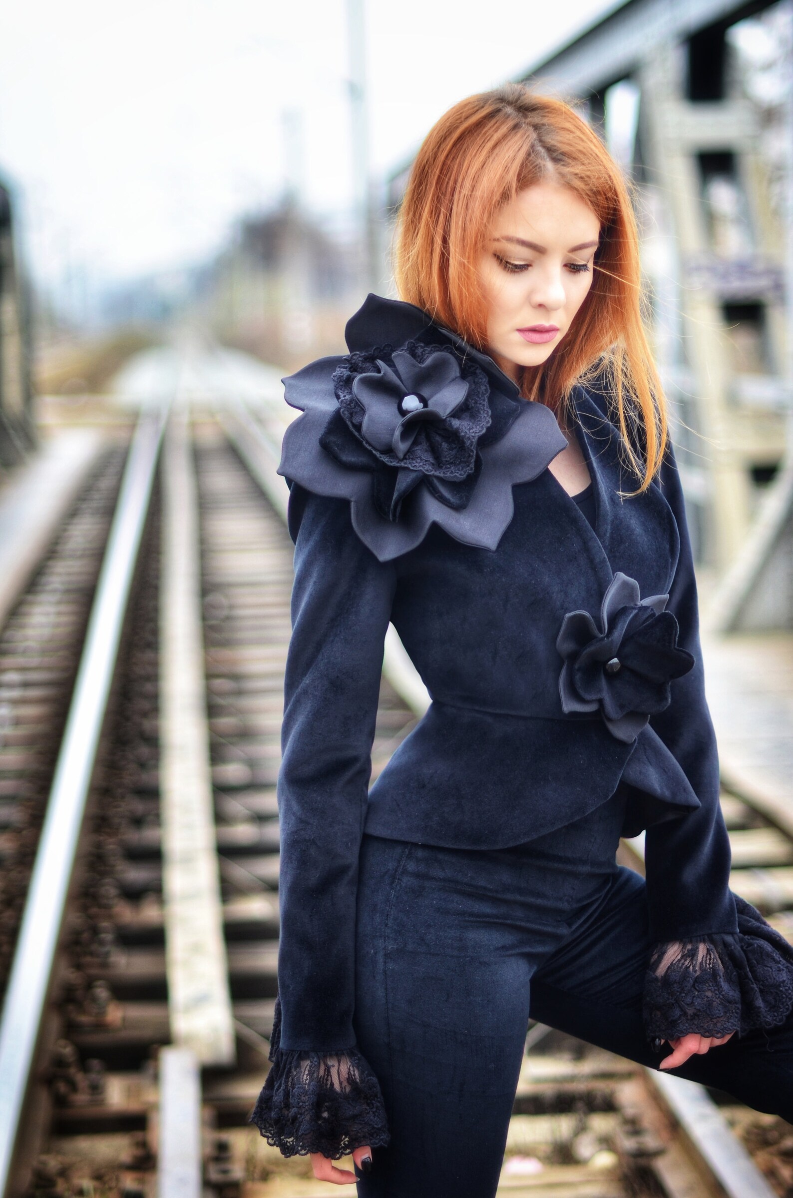 Velvet Flower Suit Haute Couture Long Sleeves Suit for Women Etsy