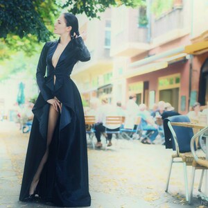 Long Gothic Maxi Dress Coat, Pleated Autumn Haute Couture Jacket Gia image 2