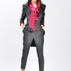 Women Suit With Tapered Pants, Single Breasted Blazer, Conductor Jacket | Mina