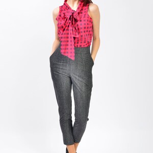 Tapered Pants,  Regular Fit High Waisted With Pockets Trousers