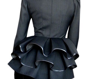 Ruffle Collar Blazer, Ruffle Back Jacket, Made To Order