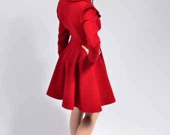 Wrap Midi Dress Coat, Winter Pleated Jacket for Women | Lavinia - Etsy