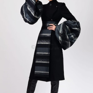 Tunic Long Coat, Romanian traditional fashion inspiration Maxi Winter Jacket For Women Catinca image 4