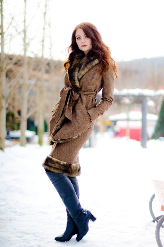 Wrap abrigo corto cinturón otoño chaqueta de invierno para | Etsy México