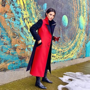 Tailored winter coat, Women's coat, wool coat, Personalized Made To Order, Gift for Her Romanita 3 bicolor coat image 4