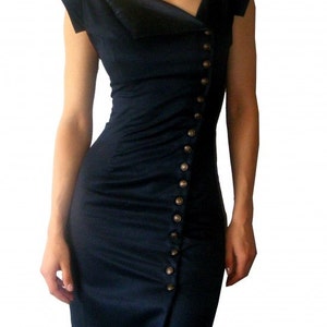 Fitted Midi Dress With Buttons, Sleeveless Tight Gown Camelia 1 image 1