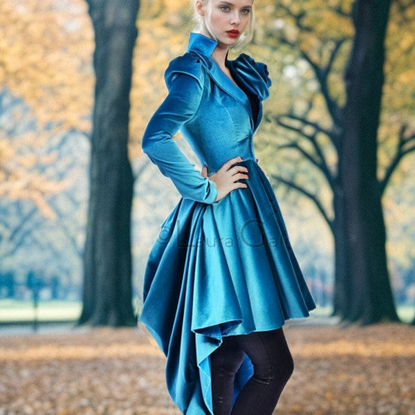 Velvet COAT women, coat for WOMEN, long Autumn coat, boho winter coat, Ofelia velvet couture coat