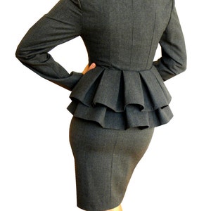 Büro Damen Anzug mit geradem Rock, einreihige Blazer Jacke | Gabriela