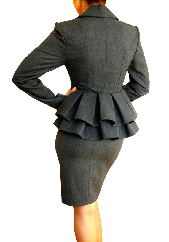 Womens LOUIS VUITTON Suit Blazer Jacket Mini Skirt Pencil Formal