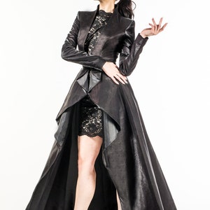 Long Gothic Maxi Dress Coat, Pleated Autumn Haute Couture Jacket Gia image 5