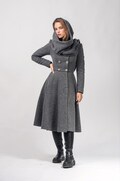 Ladies Jacket, Asymmetrical Coat, Hooded Long Coat, Women's Wear, Made To Order | Miranda 4