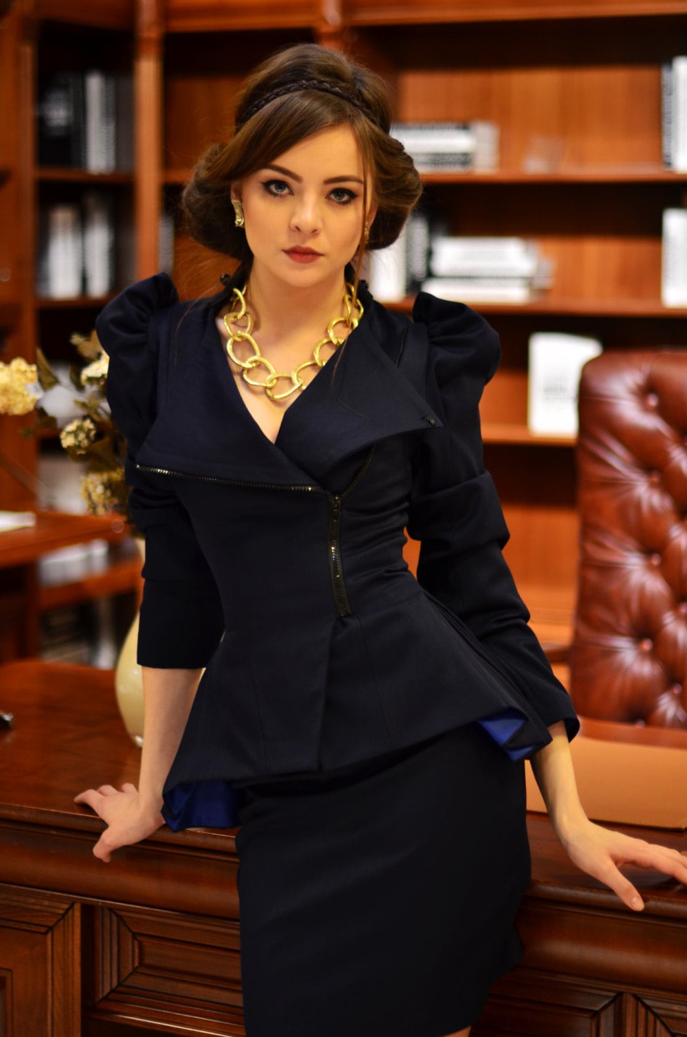 スーツ・フォーマル・ドレス PUFF CHECK JACKET WITH SKIRT PANTS スーツ・フォーマル・ドレス PUFF CHECK JACKET WITH SKIRT