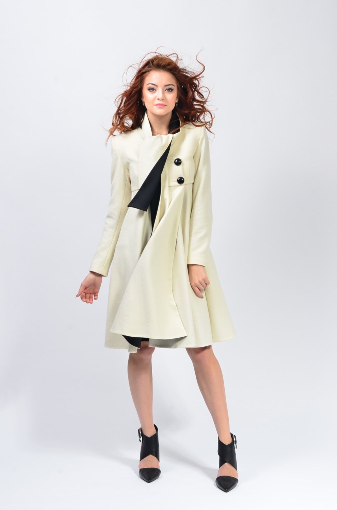 Buy Midi Wrap Coat, Babydoll Winter Pleated Scarf Collar Jacket for Women  Greta Online in India