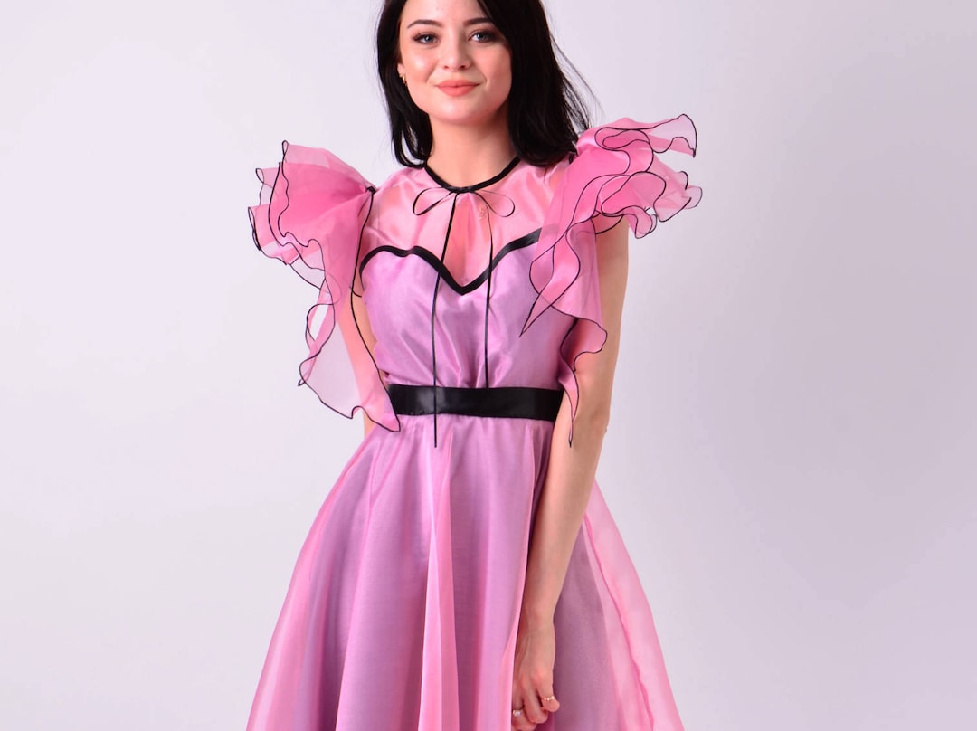 Long Ruffle Sleeve Dress Maxi Pleated Organza Gown Aliona Etsy