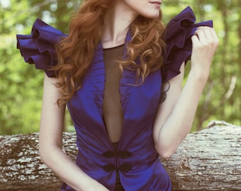 Bow Blazer, Summer Jacket, Ruffle Collar, Women's Coats, Made To Order | Celia