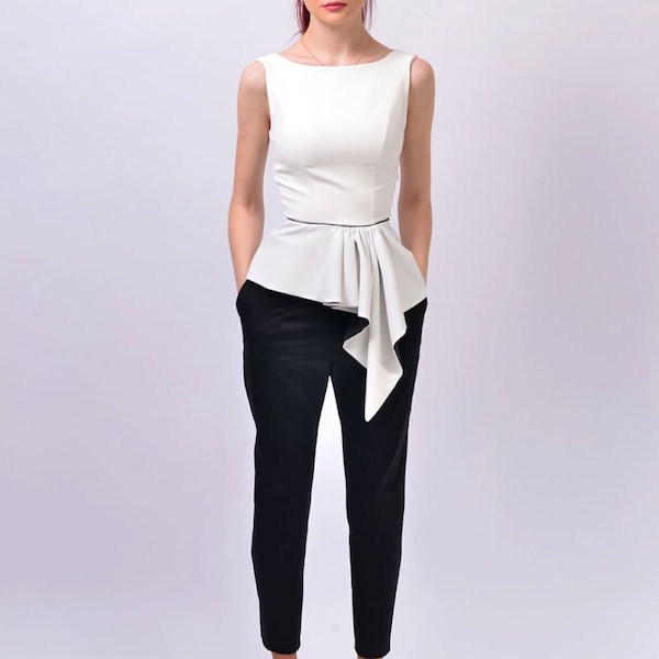 Women's Blouse,  Ruffle Top, Sleeveless Shirt, Tops For Women, Made To Order | Gina 3