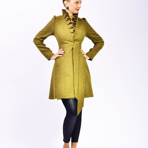 Wrap High Collar Coat, Midi Winter Jacket With Belt, For Ladies | Lena 2