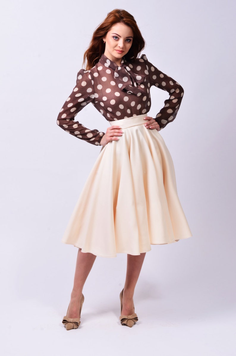 High Waisted Circle Adina Gift For Her Midi Skirt Swing Bridesmaid
