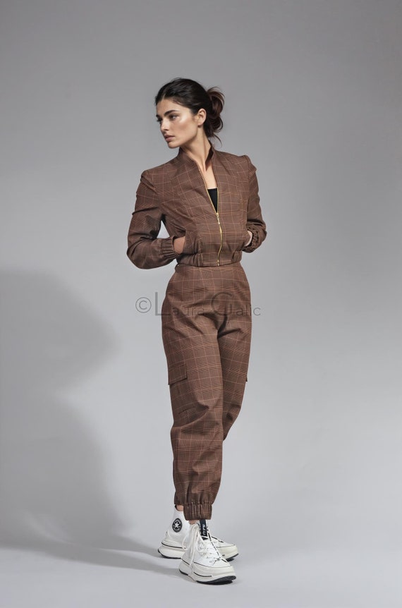 Buy Office Women Casual Suit With Cargo Pants, Single Breasted