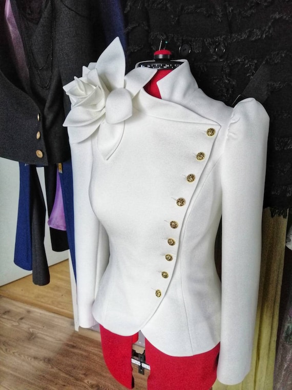Bridal Wrap Blazer Office Jacket Ruffle Back Women s Wear Made to Order Designer Dina Bridal Couture Etsy