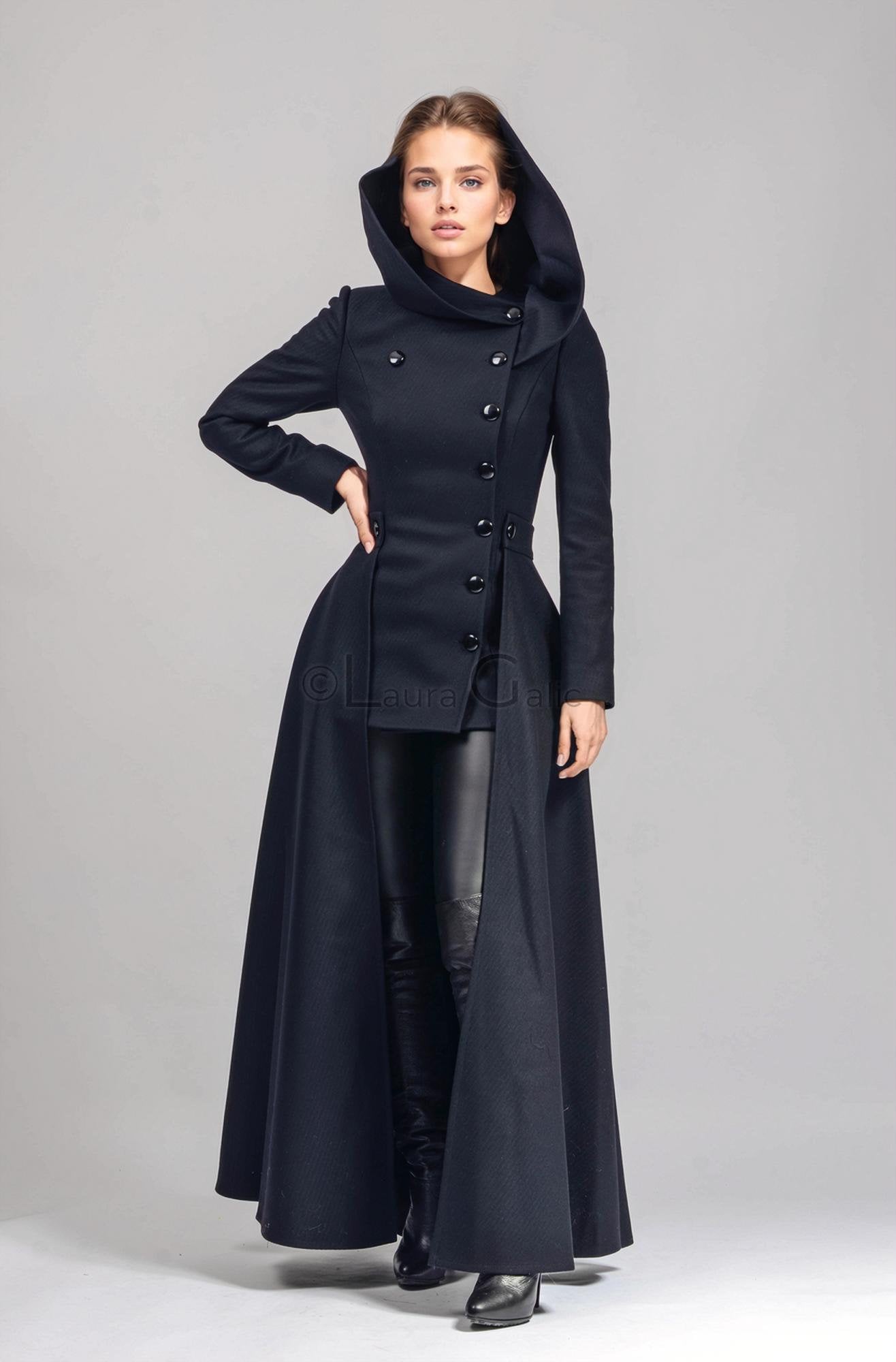 【INCHANT ME】[Wool 90%] Big collar robe handmade long coat 80c27969-828a-4724-b93a-