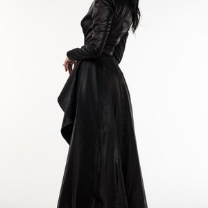 Long Gothic Maxi Dress Coat, Pleated Autumn Haute Couture Jacket Gia image 4