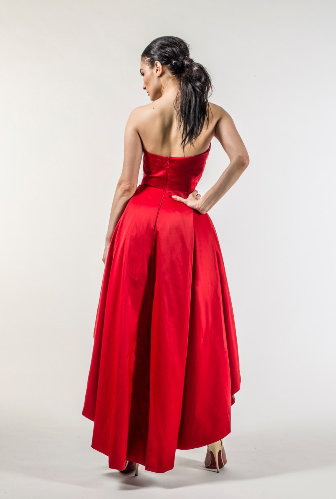 prom dresses brown Satin Long A-Line Dress, Off the Shoulder Evening Party Dre Shiny V Neck Open feed-gpc-2271 Size:18R