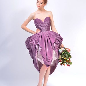 Haute Couture Sweetheart Velvet Dress, Sleeveless Avant Garde Gown | Ozana