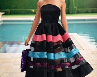 Taraza Midi corset dress, taffeta see-through dress, summer dress, elegant dress, satin dress , Taraza Dress