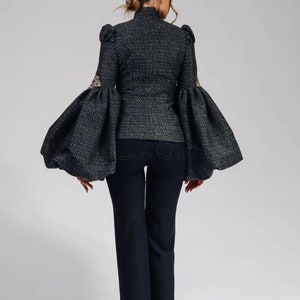 VESTE manches oversize, veste TUNIQUE NOIRE, blazer couture, veste Freia 1 image 3